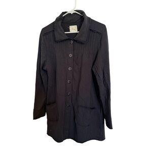 💙LinQ of Los Angeles Women's Jacket Top Black Silk Trim Shacket